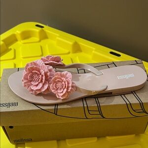 Melissa Harmonic Springtime Pink Floral Sandals Sz 8